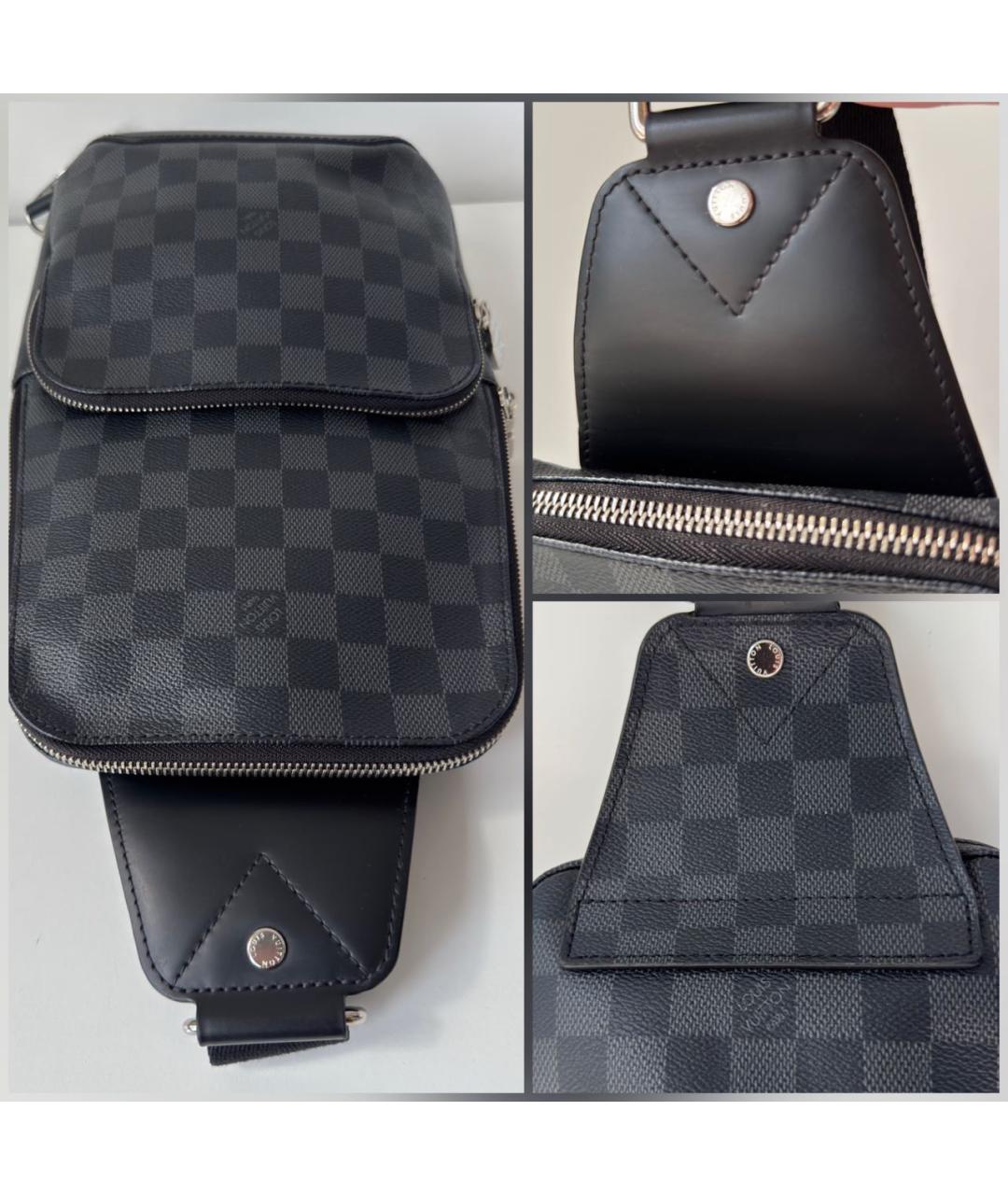 LOUIS VUITTON Черная кожаная сумка на плечо, фото 6
