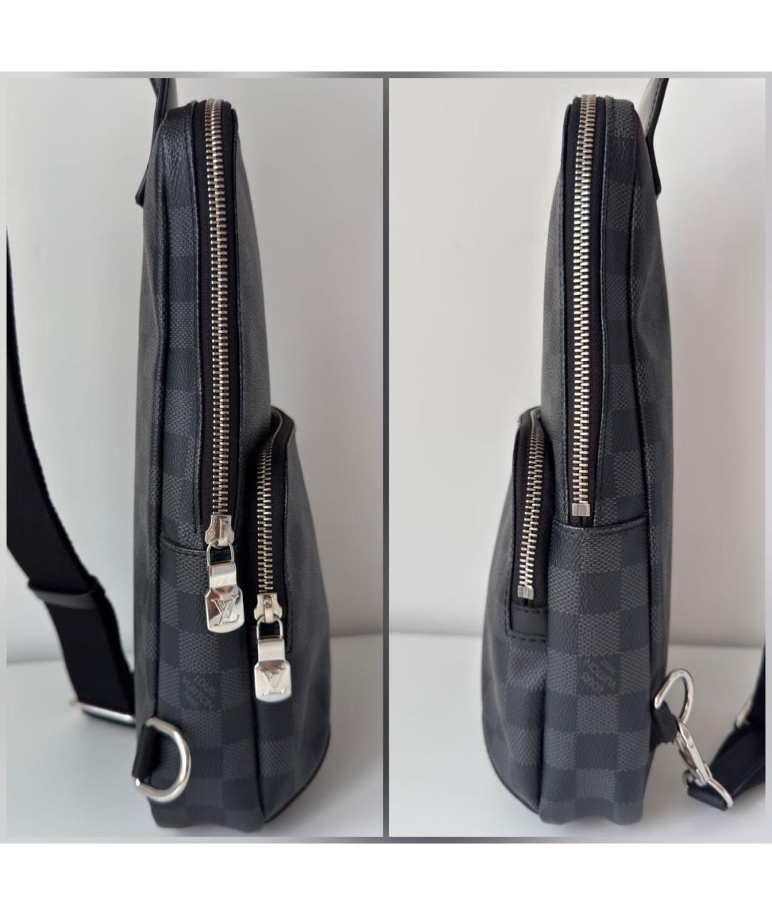 LOUIS VUITTON Черная кожаная сумка на плечо, фото 5