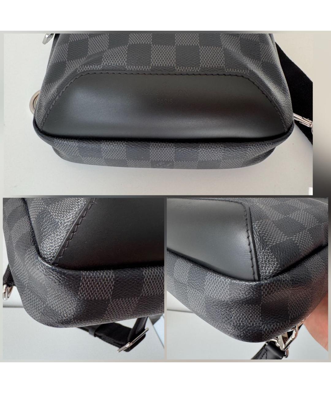 LOUIS VUITTON Черная кожаная сумка на плечо, фото 7