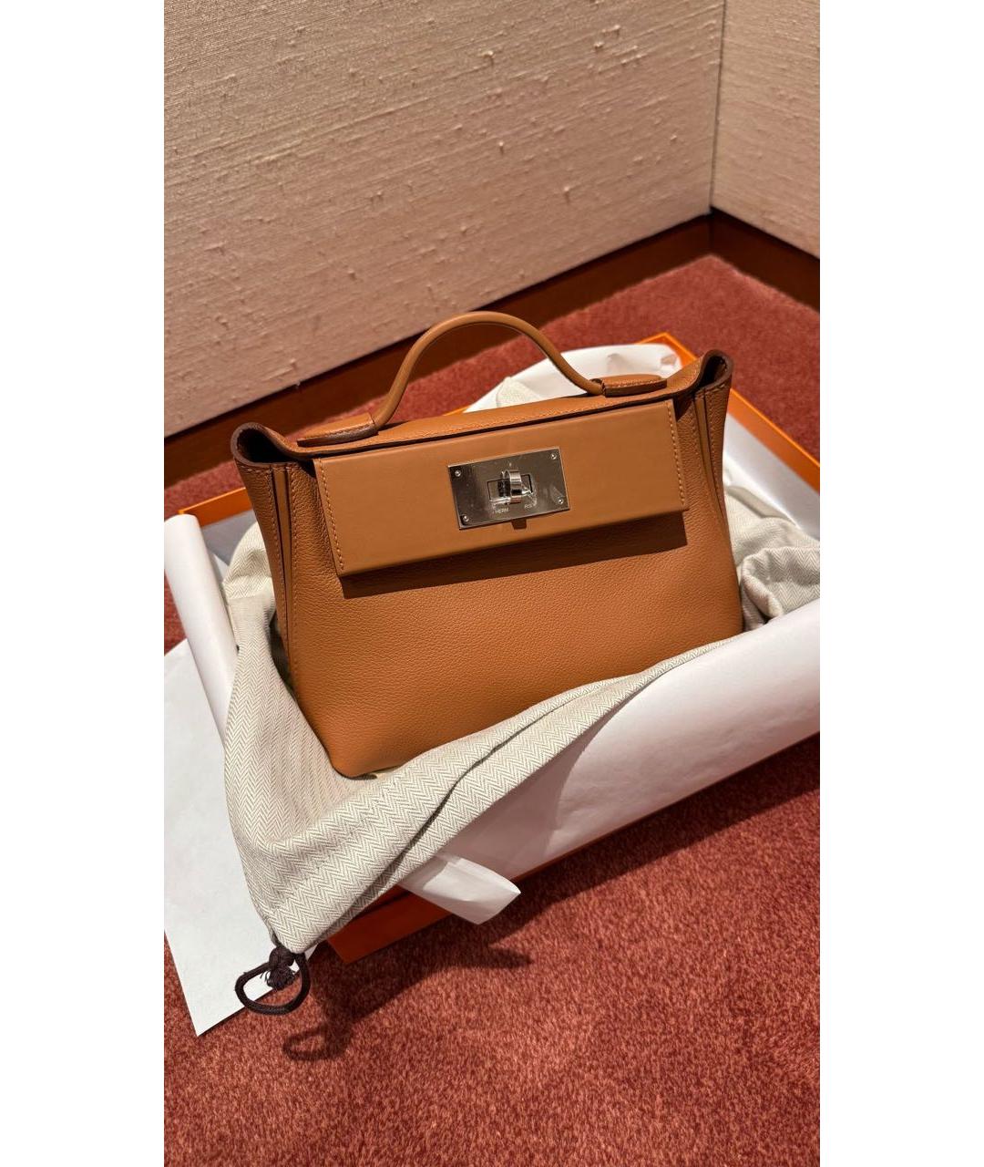 HERMES Коричневая кожаная сумка через плечо, фото 5