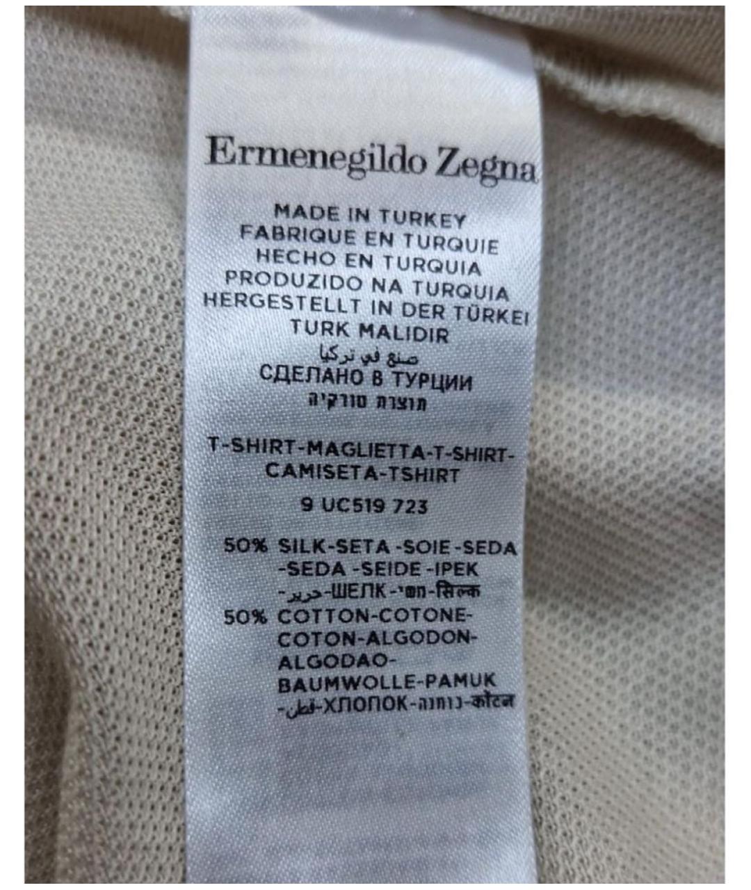 ERMENEGILDO ZEGNA XXX Бежевое поло с коротким рукавом, фото 6