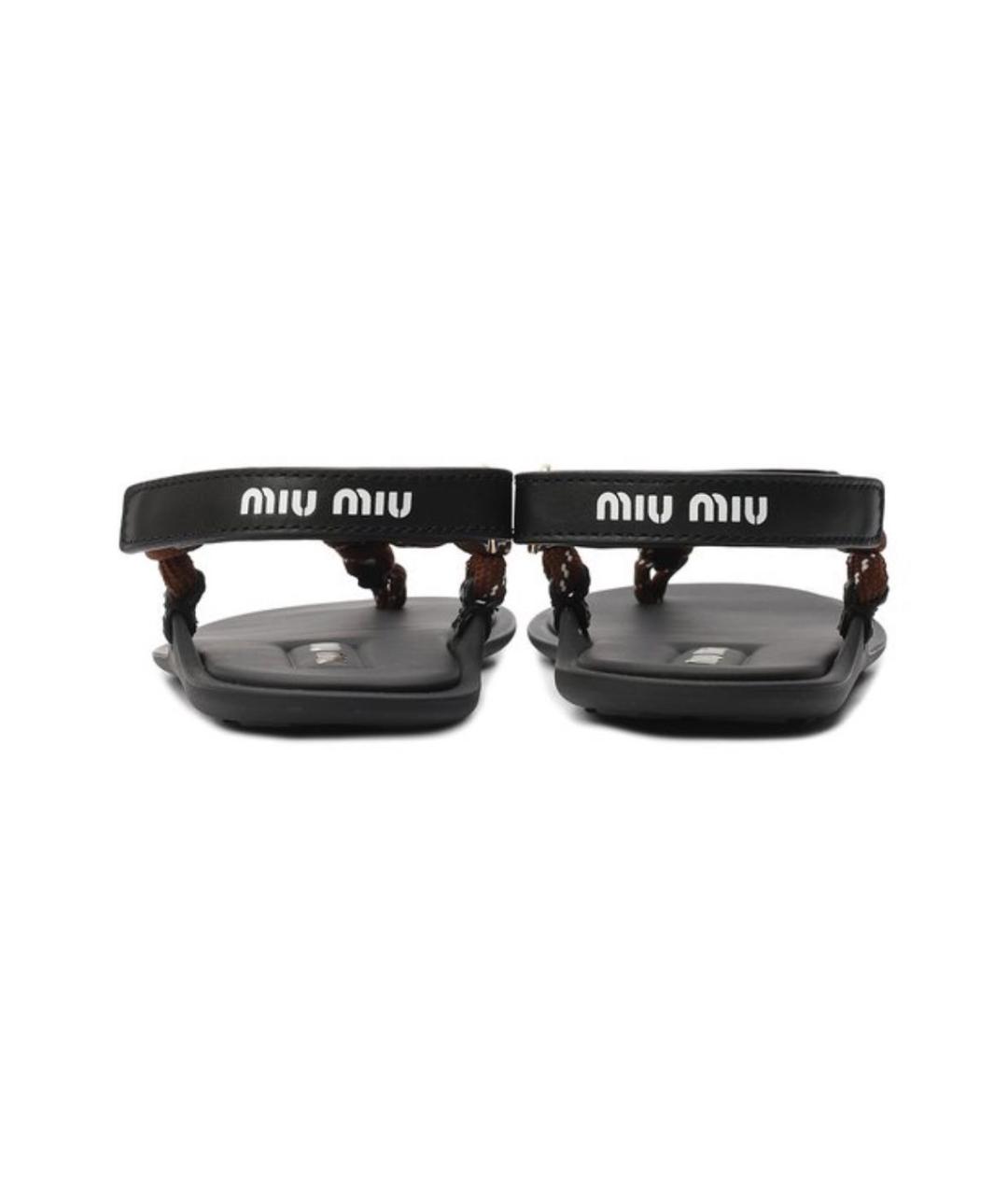 MIU MIU Коричневые кожаные сандалии, фото 3