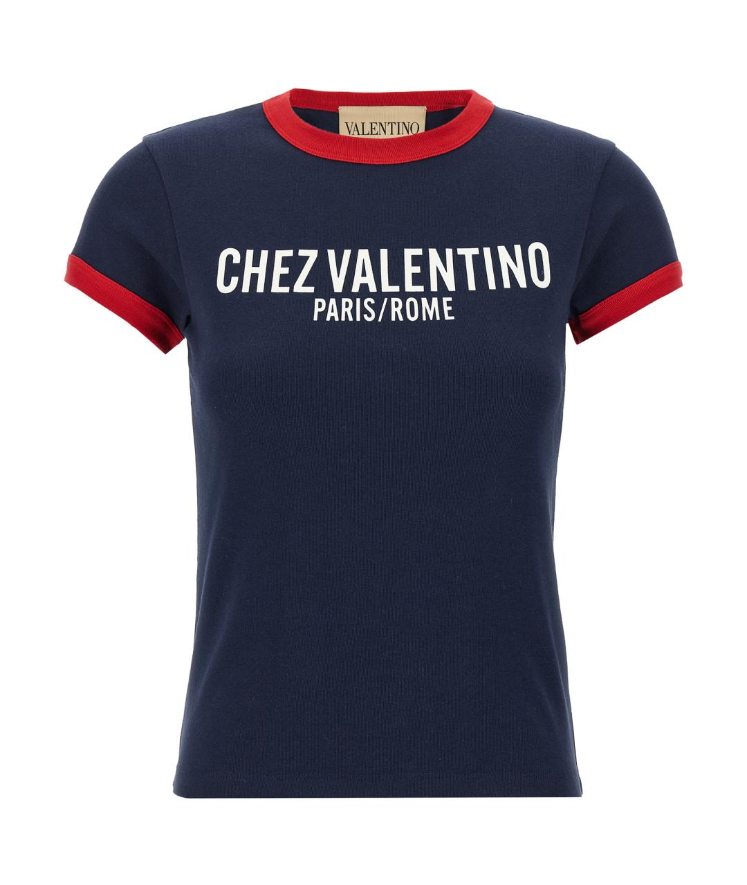 VALENTINO Синяя хлопковая футболка, фото 1