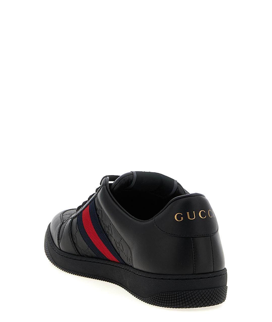 GUCCI Черные кожаные низкие кроссовки / кеды, фото 3