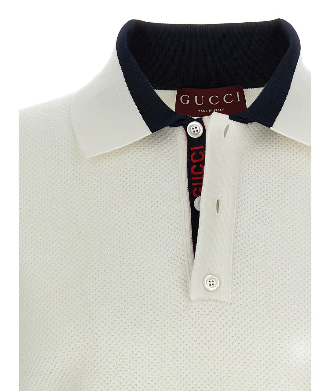 GUCCI Белое хлопковое поло с коротким рукавом, фото 4