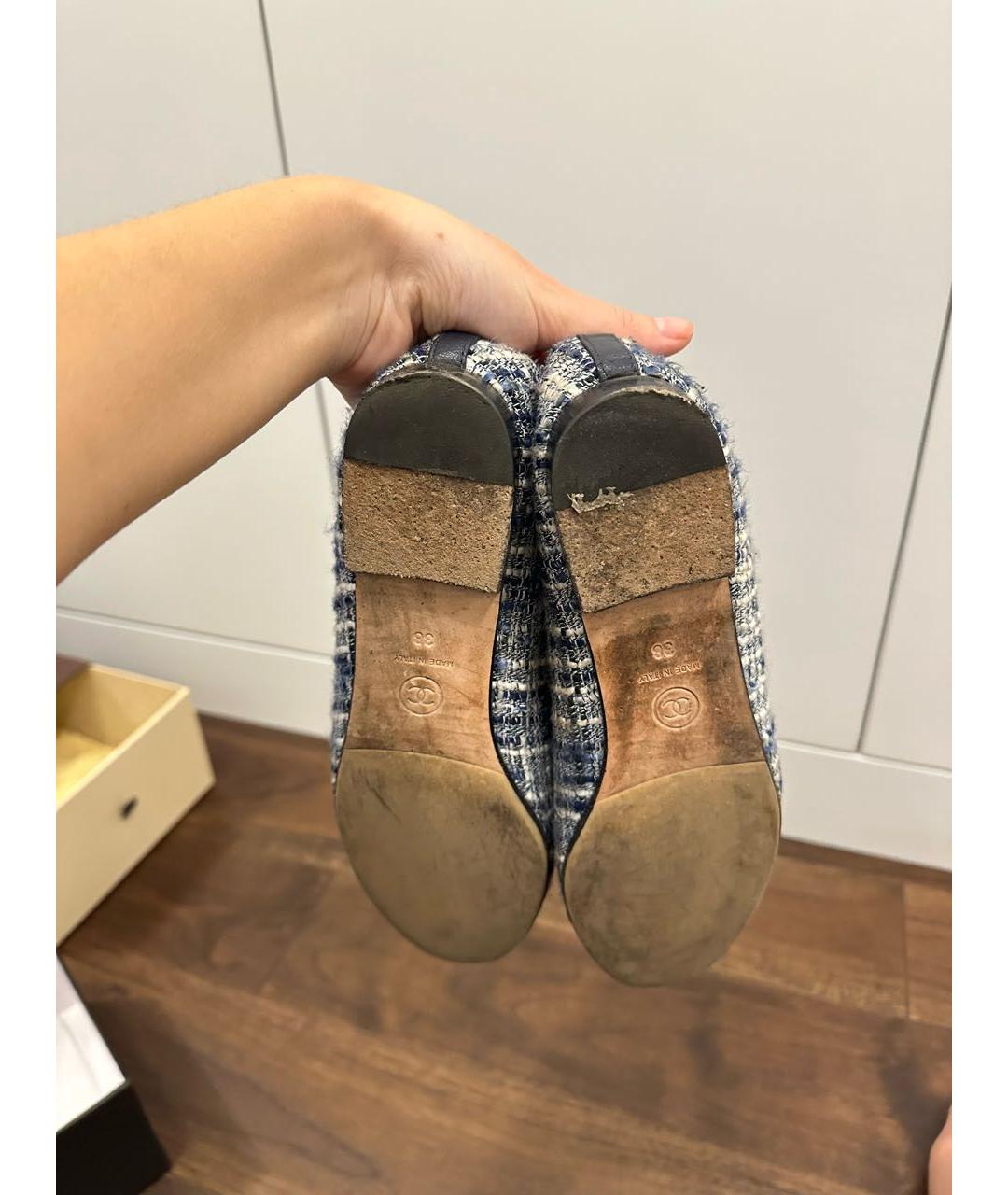 CHANEL Синие текстильные балетки, фото 3