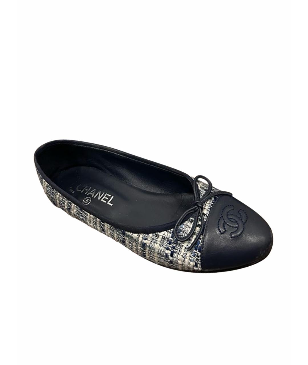 CHANEL Синие текстильные балетки, фото 1