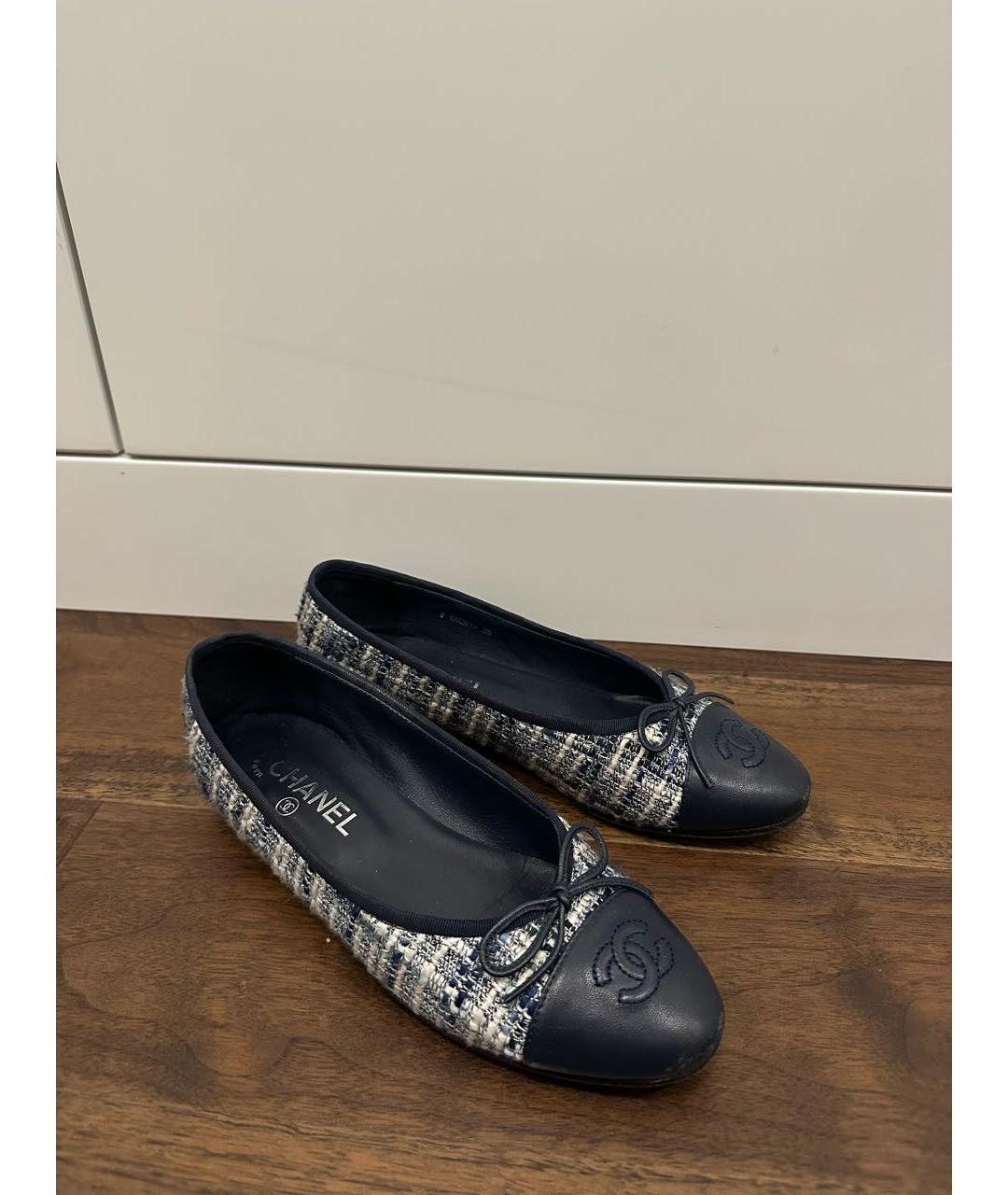 CHANEL Синие текстильные балетки, фото 4