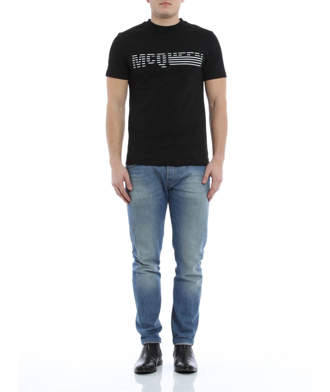 MCQ ALEXANDER MCQUEEN Черная хлопковая футболка, фото 4