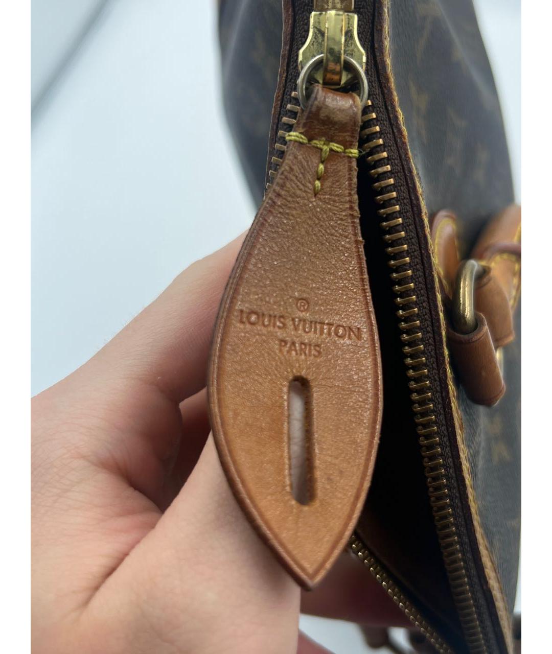 LOUIS VUITTON Коричневая кожаная сумка с короткими ручками, фото 8
