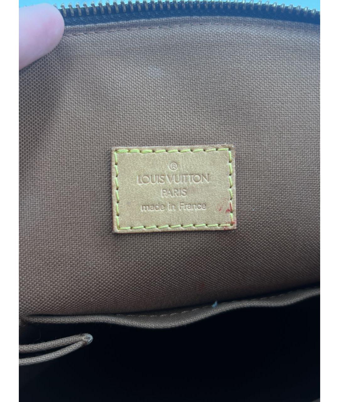 LOUIS VUITTON Коричневая кожаная сумка с короткими ручками, фото 7