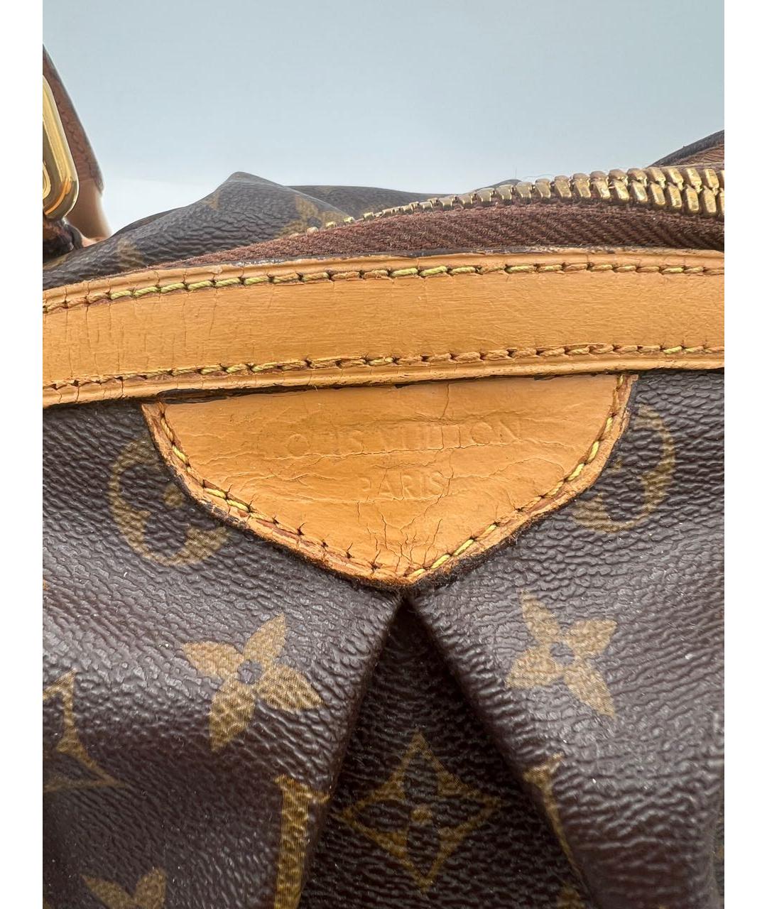 LOUIS VUITTON Коричневая кожаная сумка с короткими ручками, фото 4