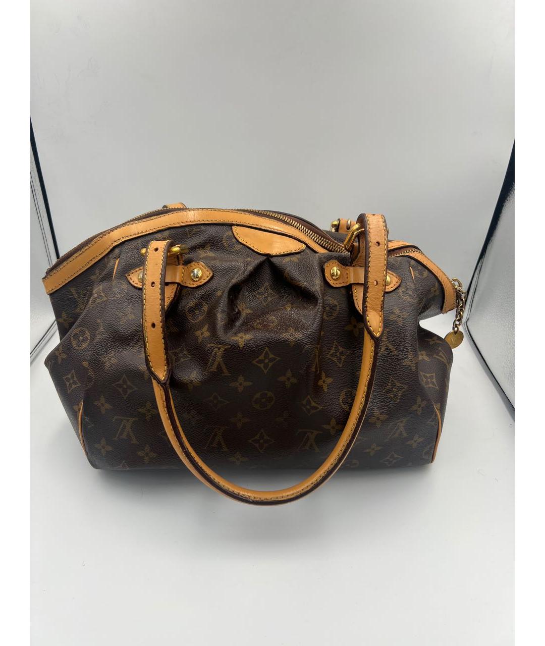 LOUIS VUITTON Коричневая кожаная сумка с короткими ручками, фото 2