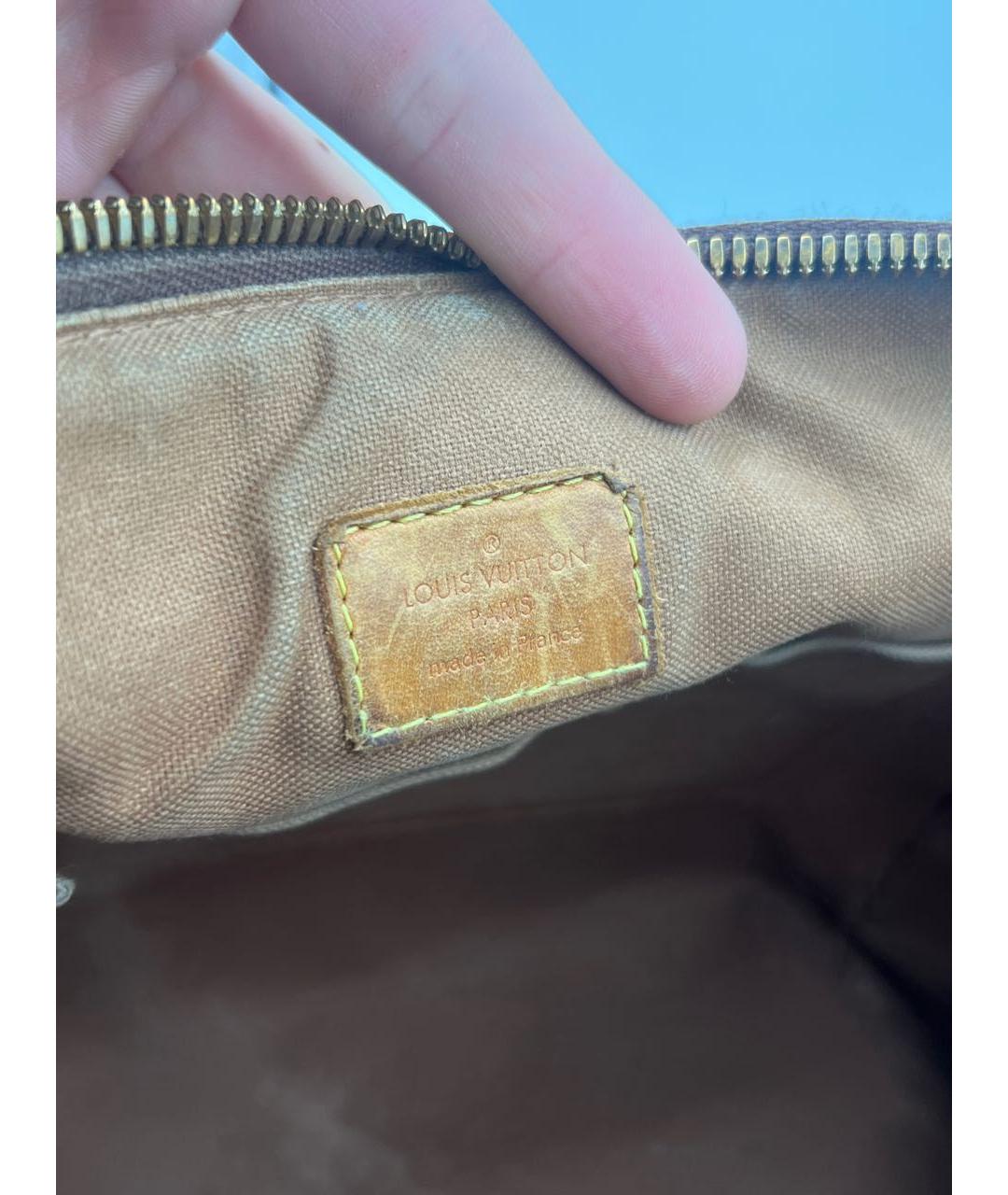 LOUIS VUITTON Коричневая кожаная сумка с короткими ручками, фото 7