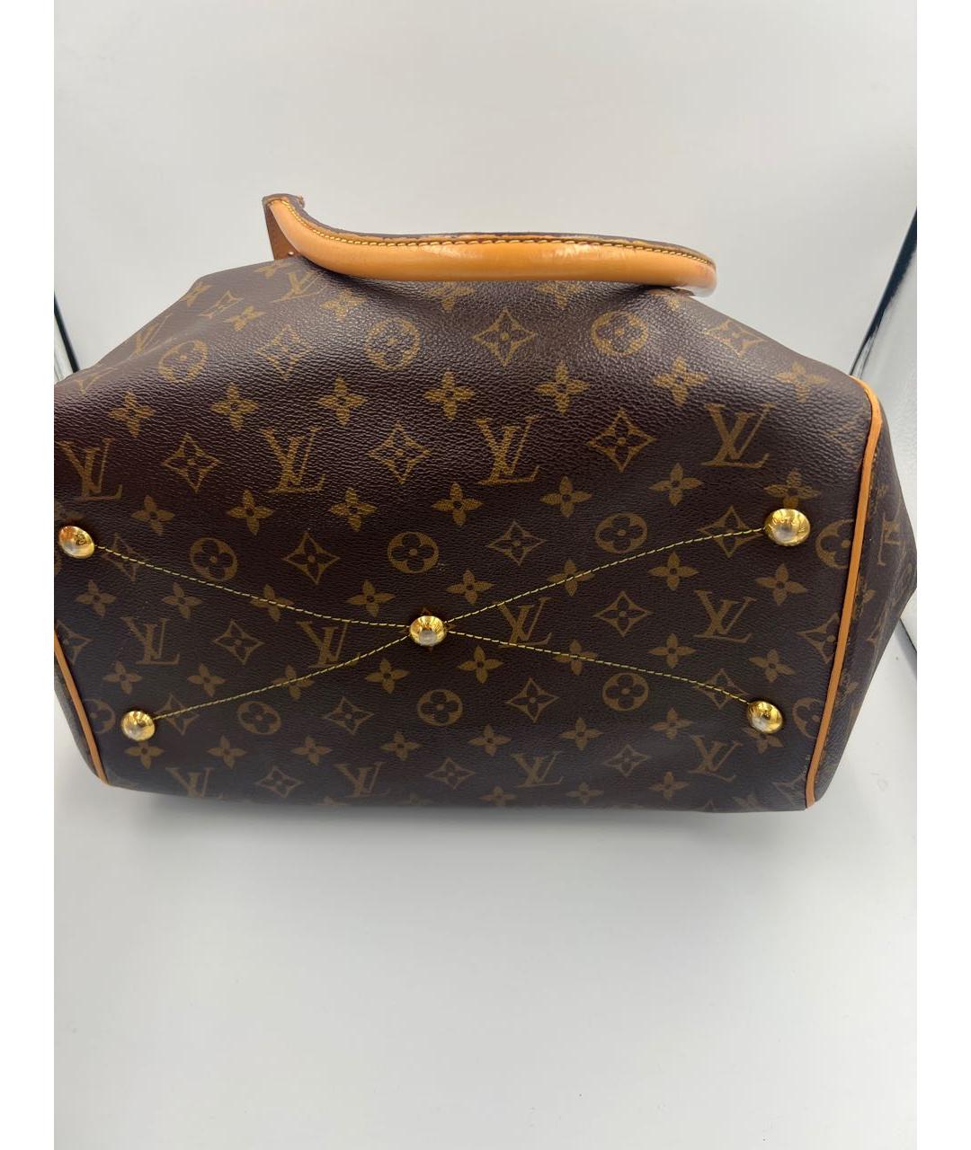 LOUIS VUITTON Коричневая кожаная сумка с короткими ручками, фото 5