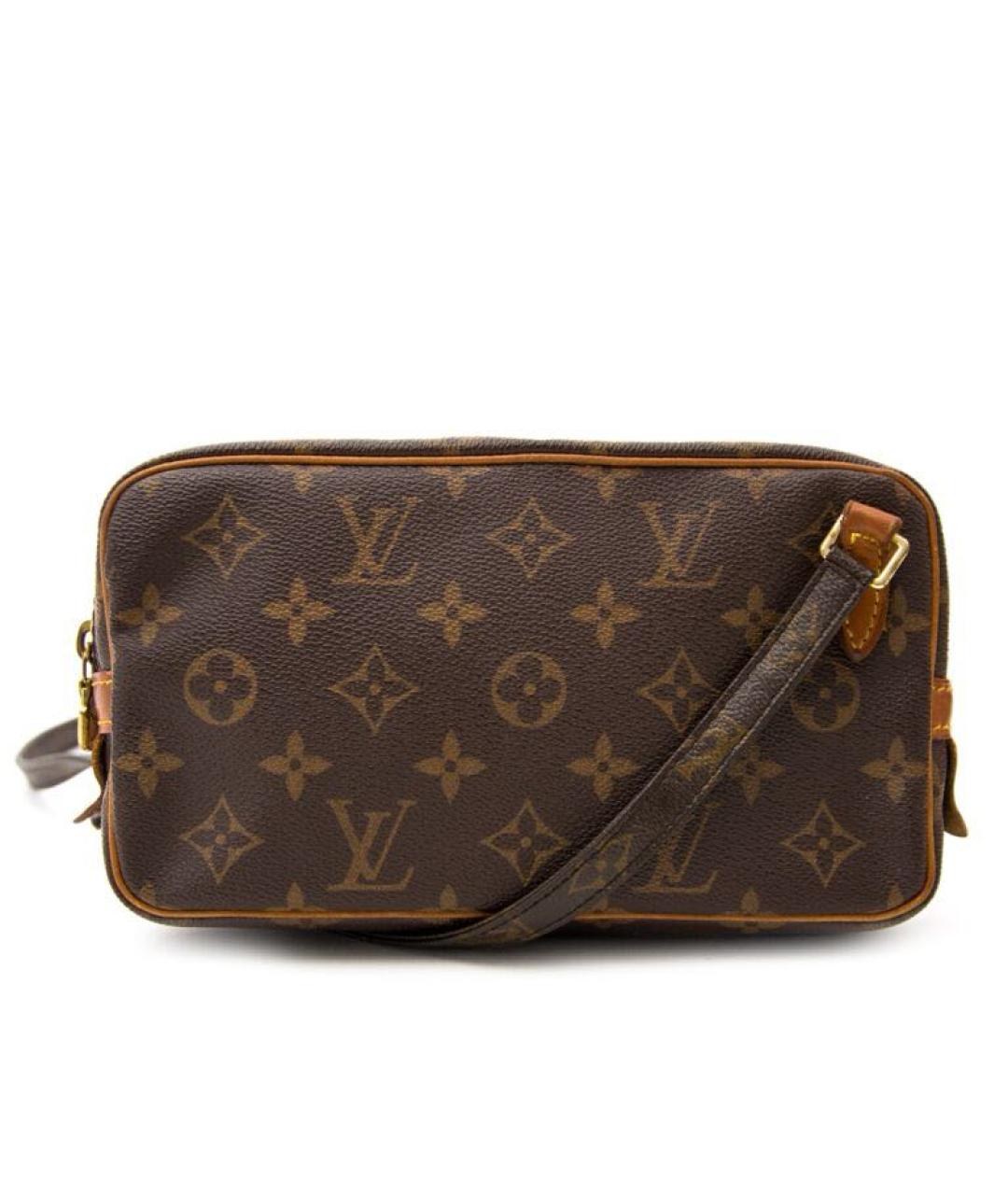 LOUIS VUITTON Коричневая кожаная сумка через плечо, фото 9