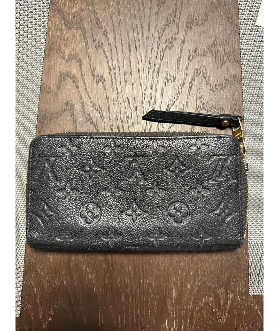 LOUIS VUITTON Черный кожаный кошелек, фото 2