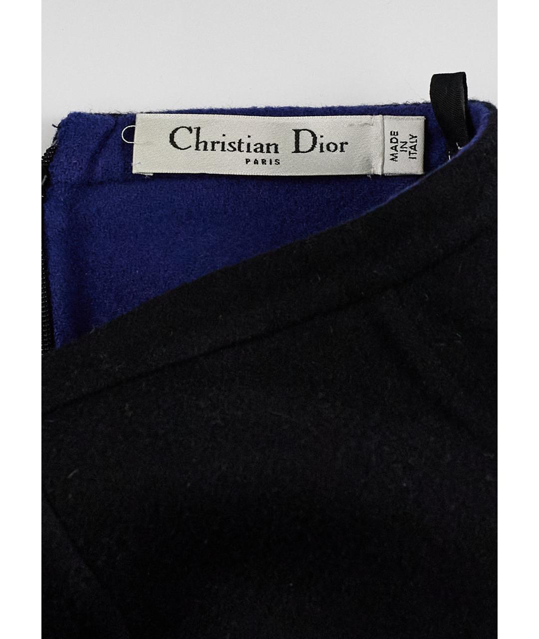 CHRISTIAN DIOR Черная кашемировая юбка мини, фото 5