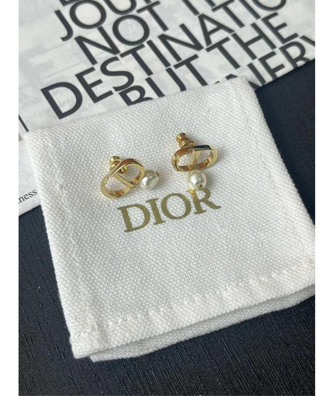 CHRISTIAN DIOR Золотые металлические серьги, фото 5