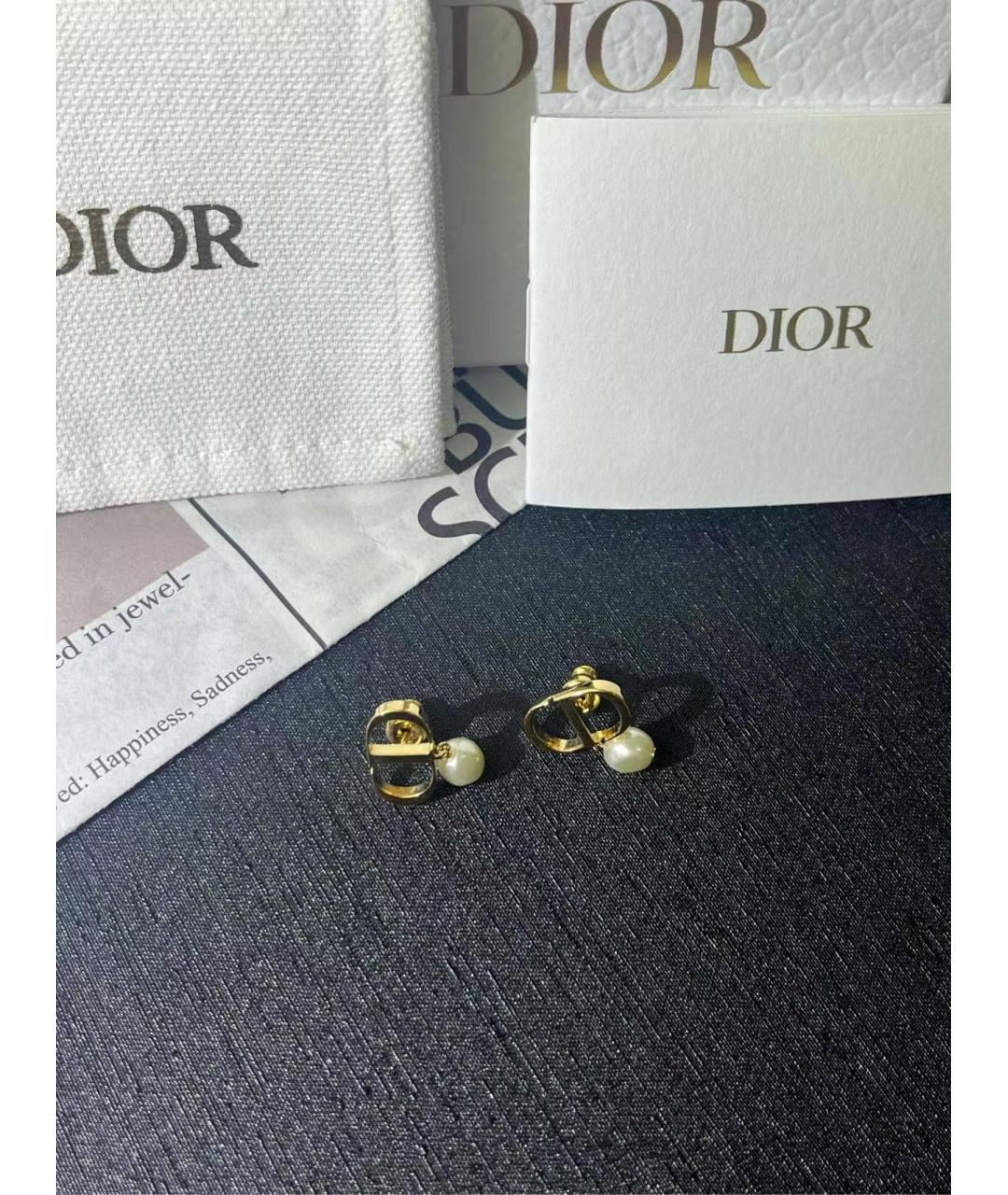 CHRISTIAN DIOR Золотые металлические серьги, фото 6