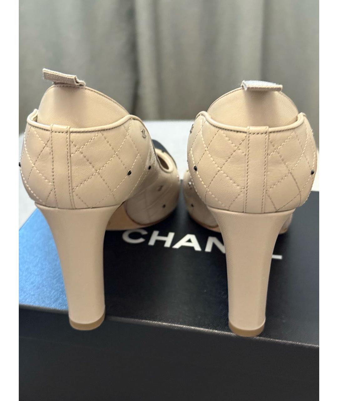 CHANEL Бежевые кожаные туфли, фото 4