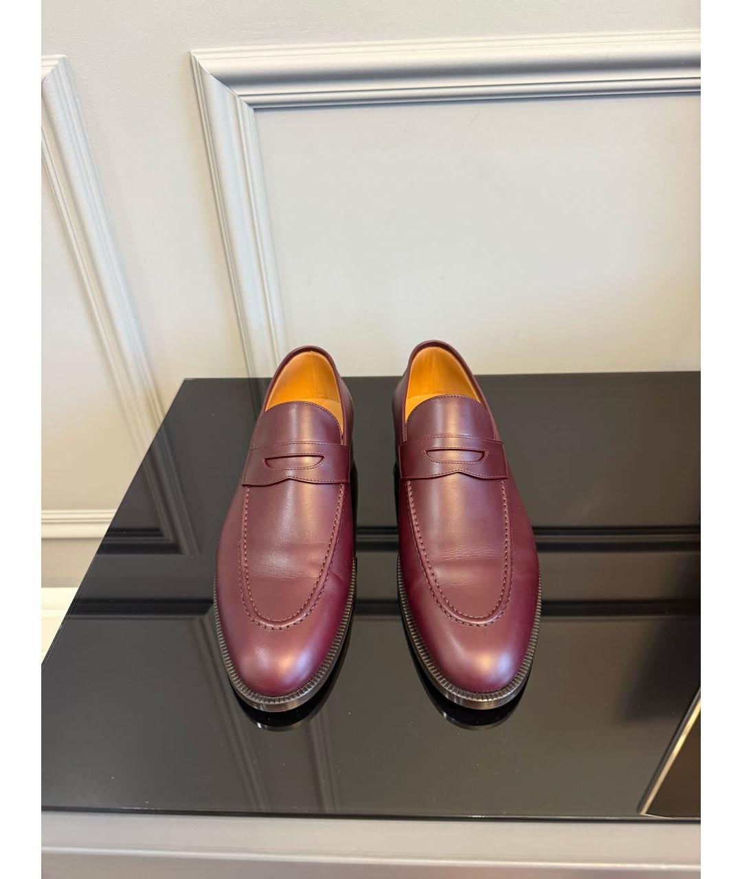 LORO PIANA Бордовые кожаные лоферы, фото 2