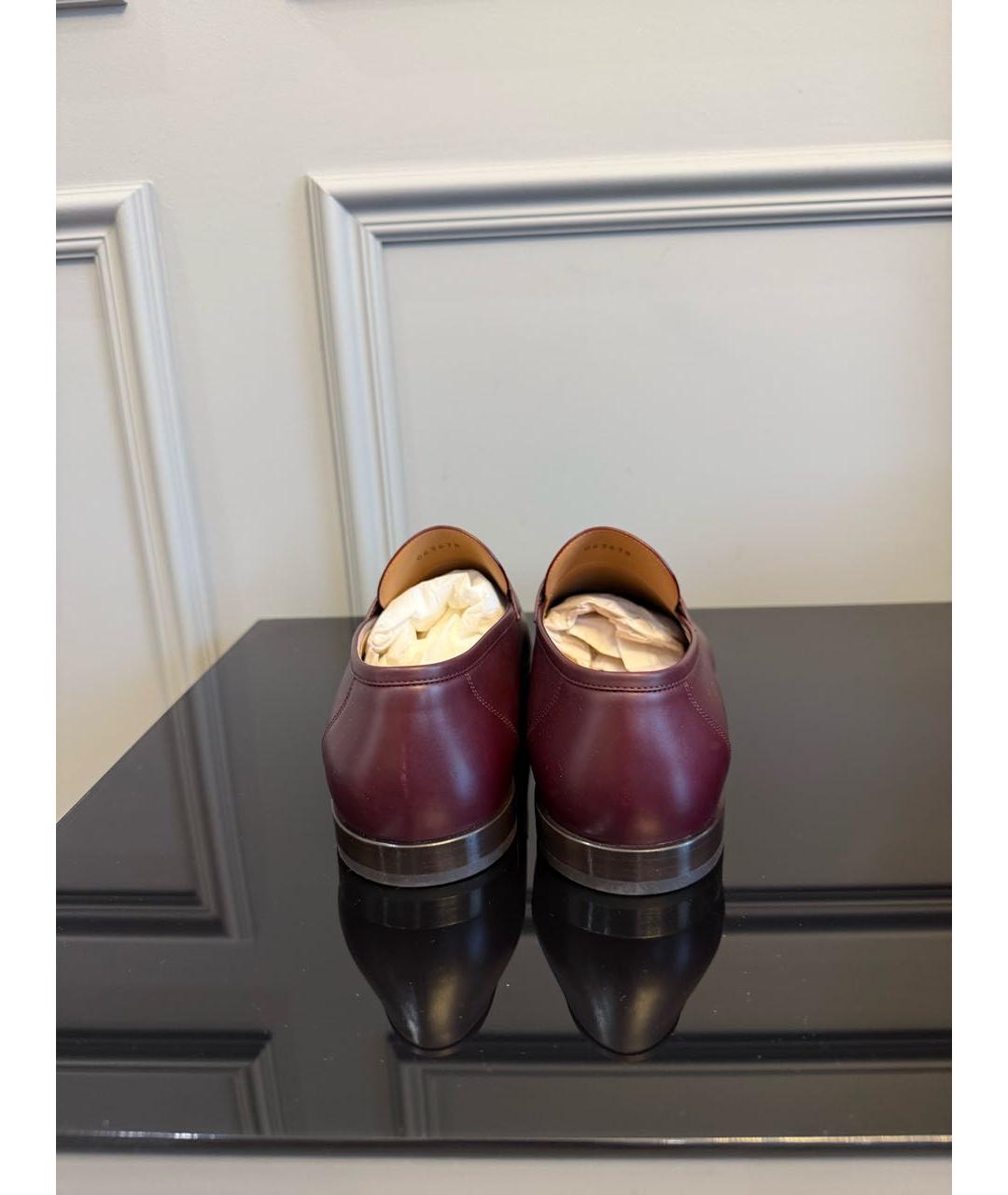 LORO PIANA Бордовые кожаные лоферы, фото 4