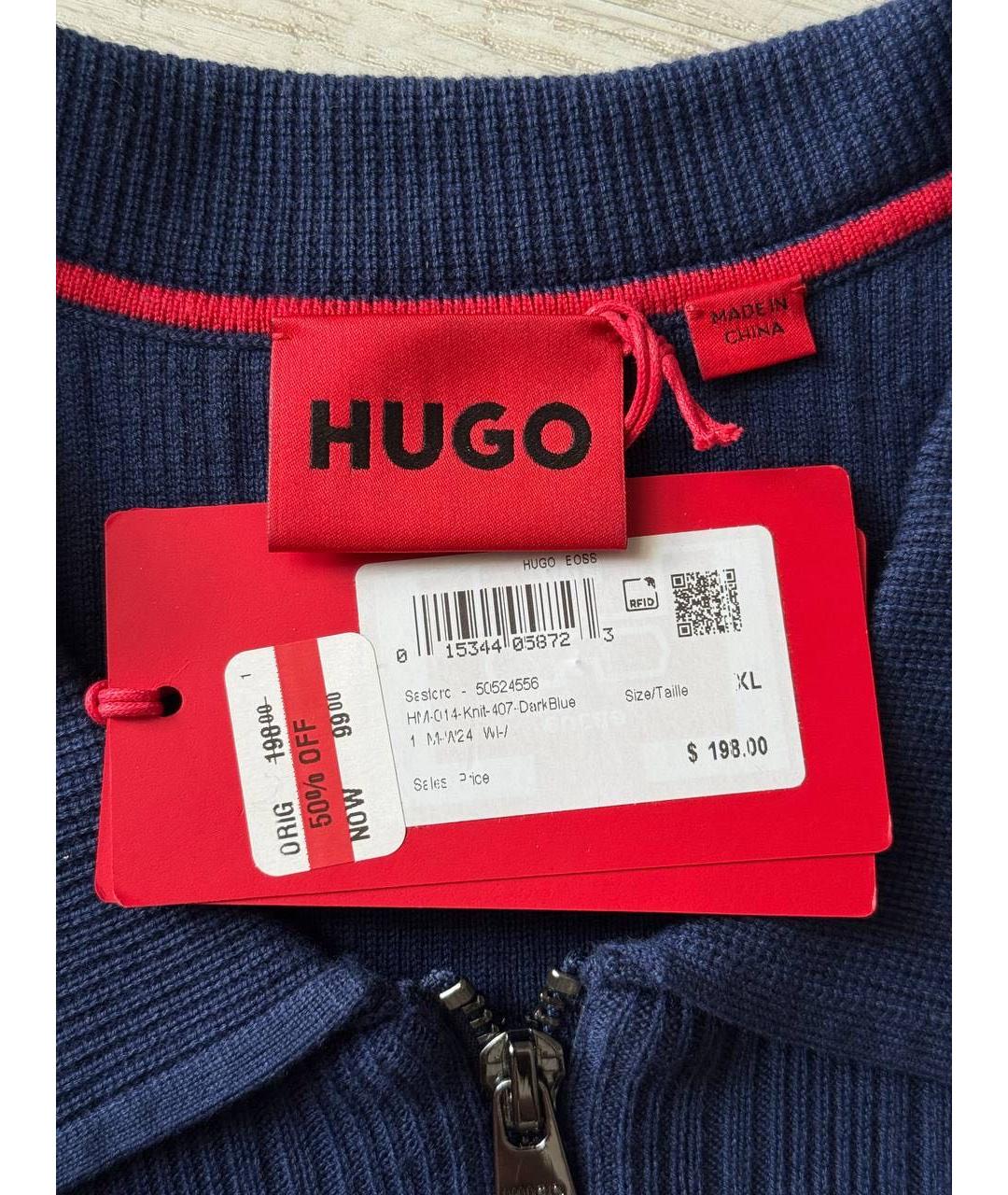 HUGO BOSS Темно-синий хлопковый джемпер / свитер, фото 3