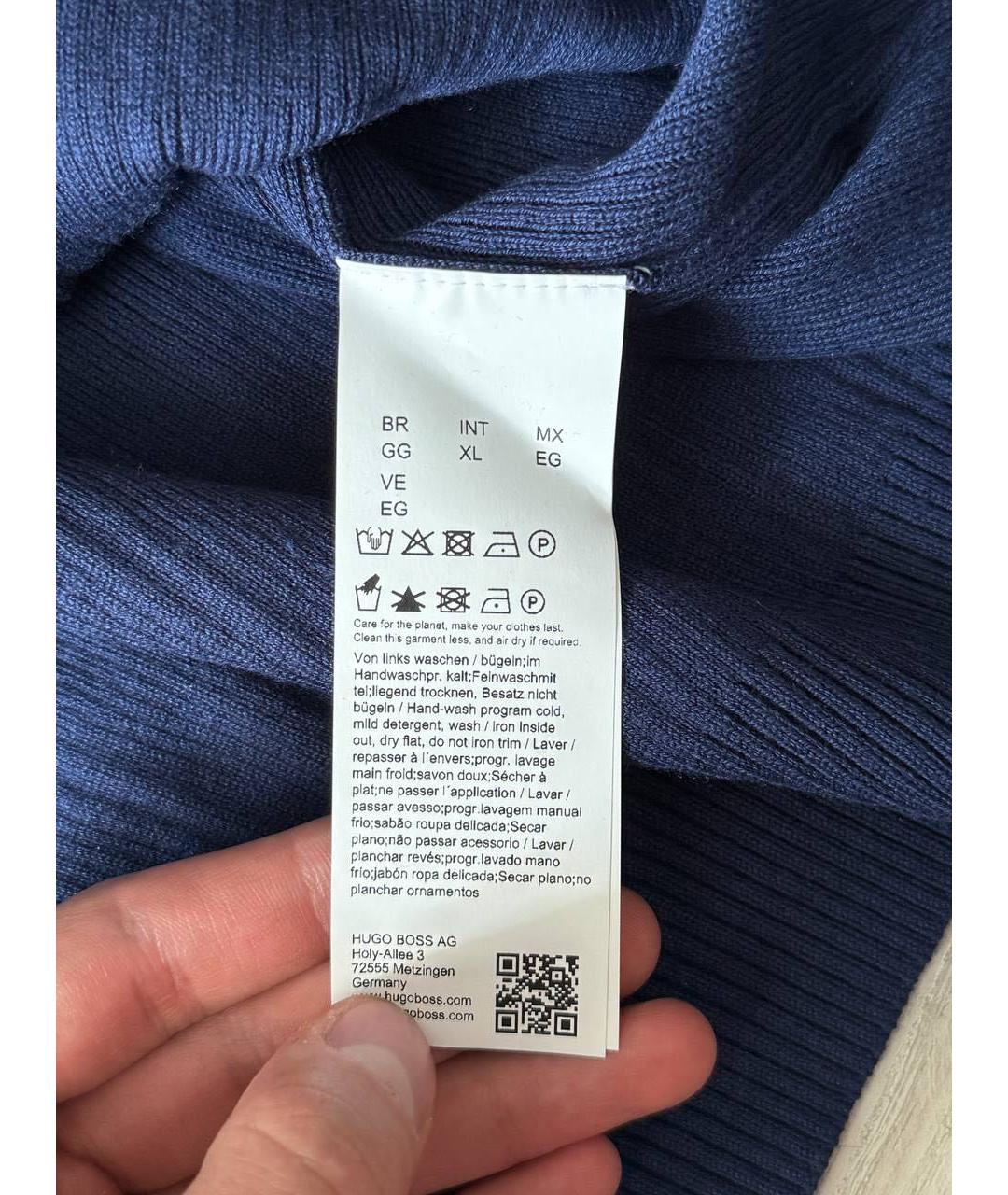 HUGO BOSS Темно-синий хлопковый джемпер / свитер, фото 4