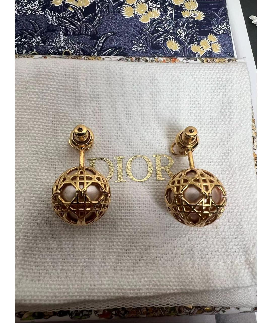 CHRISTIAN DIOR Золотые металлические серьги, фото 3