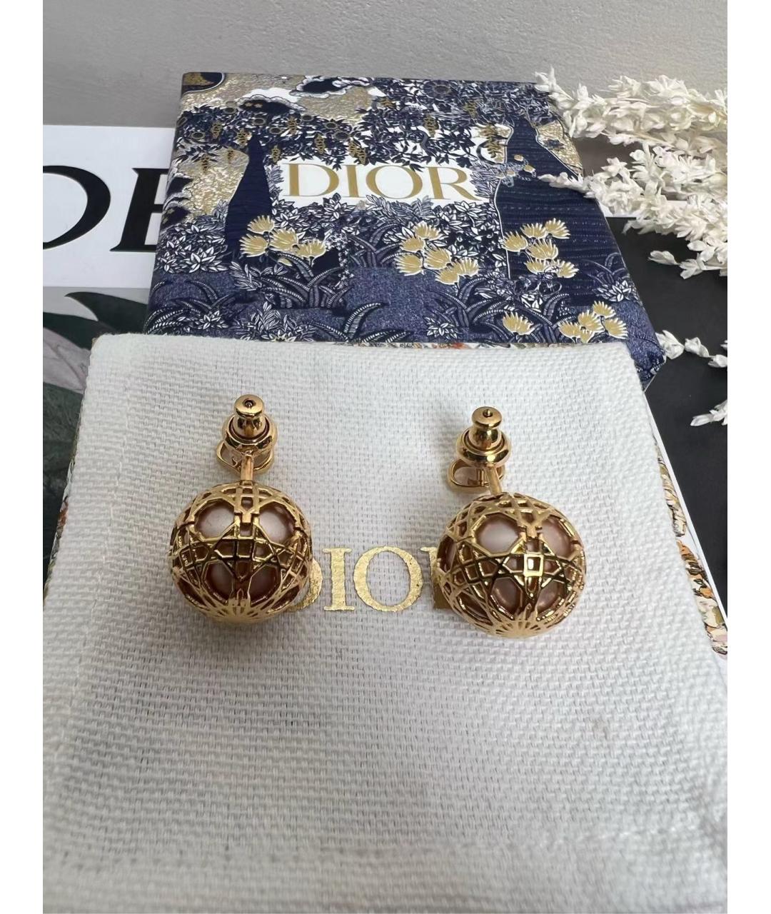 CHRISTIAN DIOR Золотые металлические серьги, фото 6