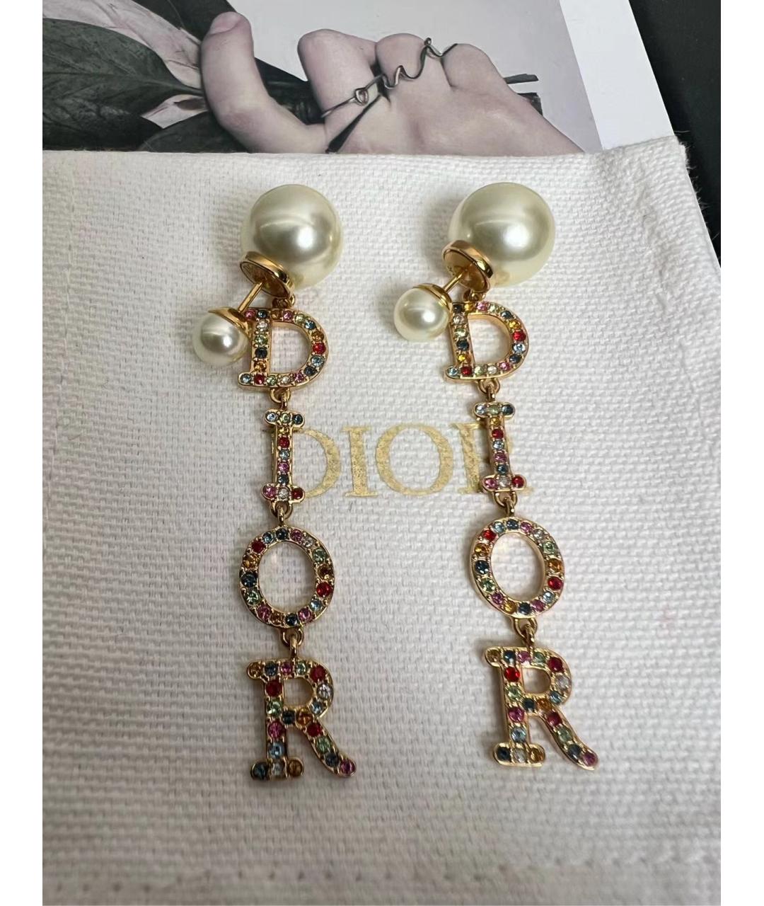 CHRISTIAN DIOR Золотые металлические серьги, фото 3
