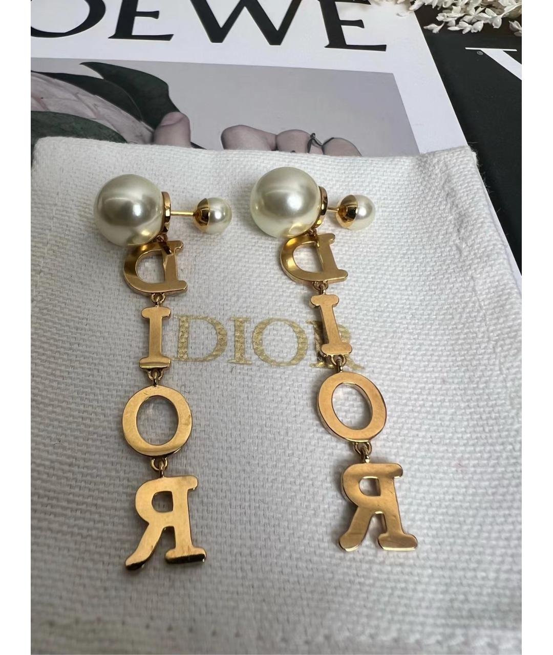 CHRISTIAN DIOR Золотые металлические серьги, фото 5