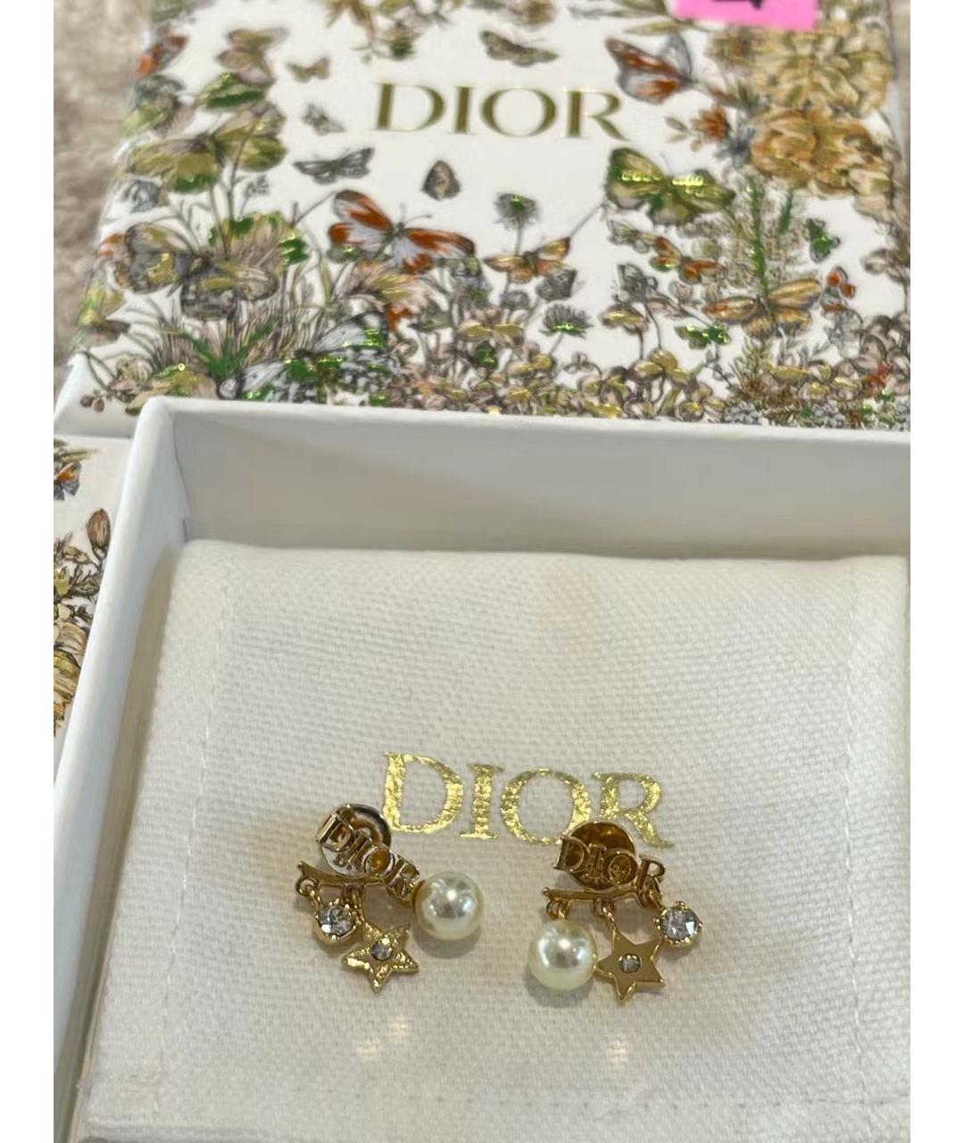CHRISTIAN DIOR Золотые металлические серьги, фото 4