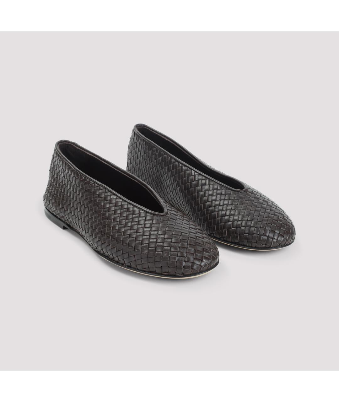 BOTTEGA VENETA Коричневые кожаные балетки, фото 5