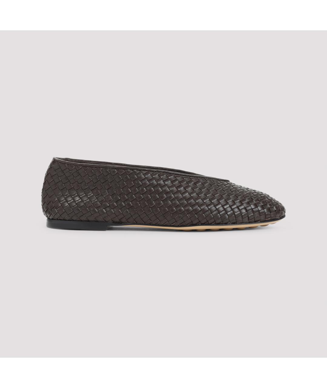 BOTTEGA VENETA Коричневые кожаные балетки, фото 3