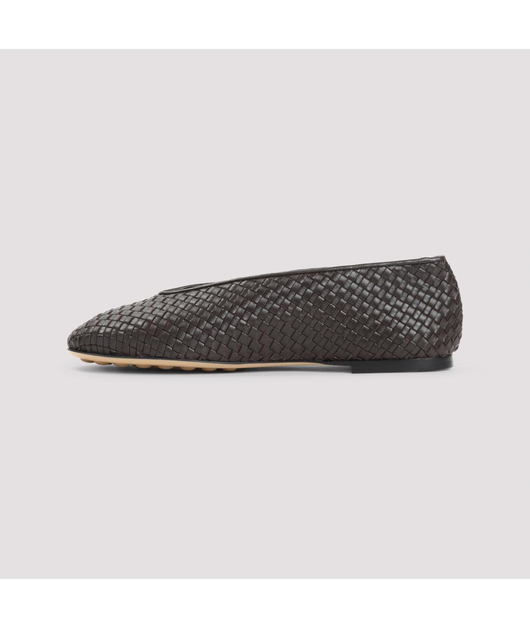 BOTTEGA VENETA Коричневые кожаные балетки, фото 4