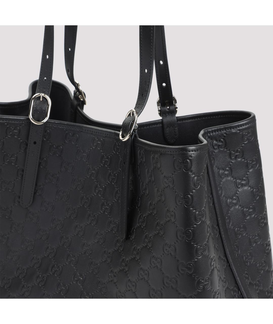 GUCCI Черная кожаная сумка тоут, фото 5