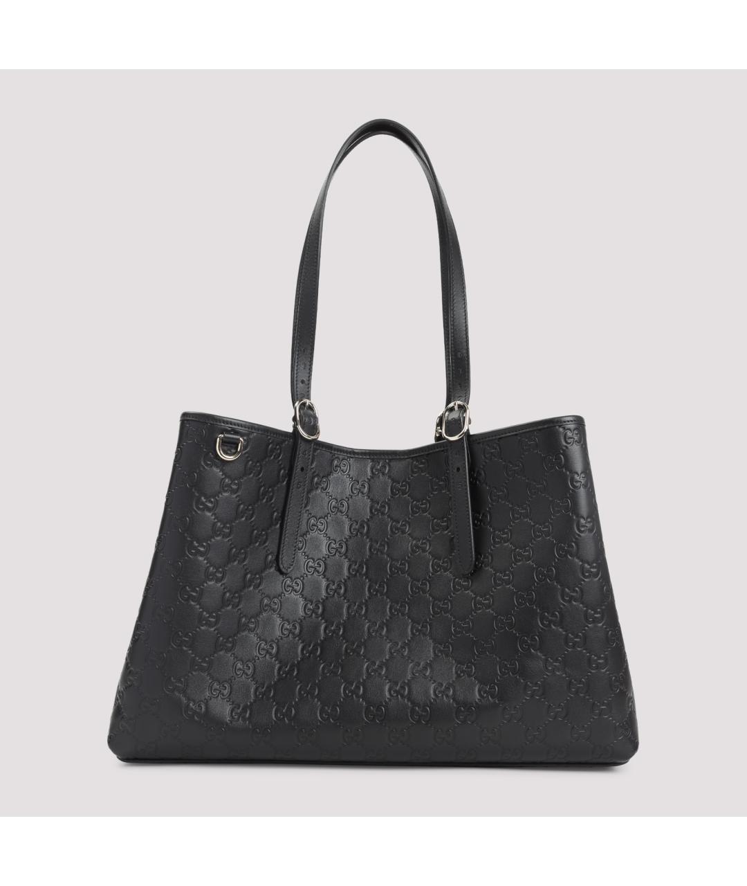 GUCCI Черная кожаная сумка тоут, фото 2