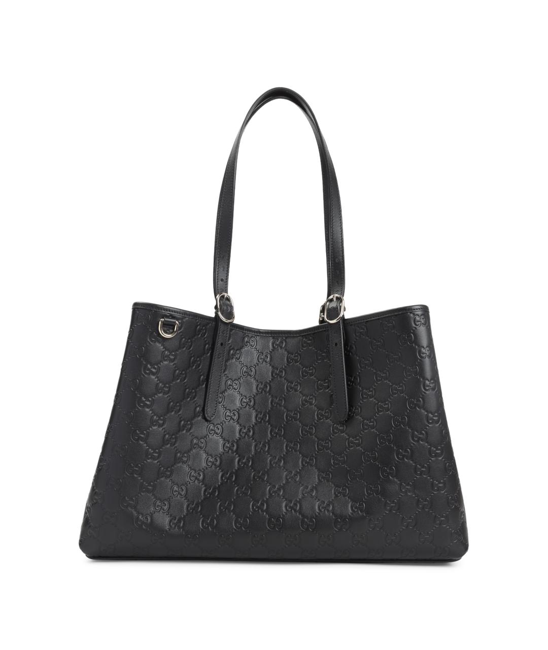 GUCCI Черная кожаная сумка тоут, фото 1