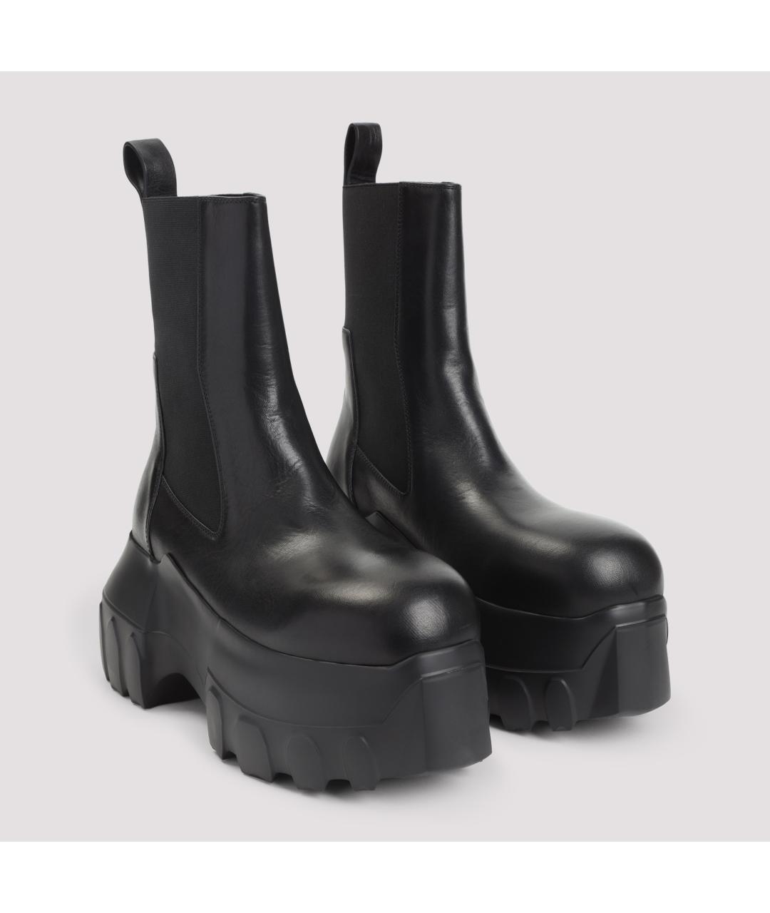 RICK OWENS Черные кожаные высокие ботинки, фото 5