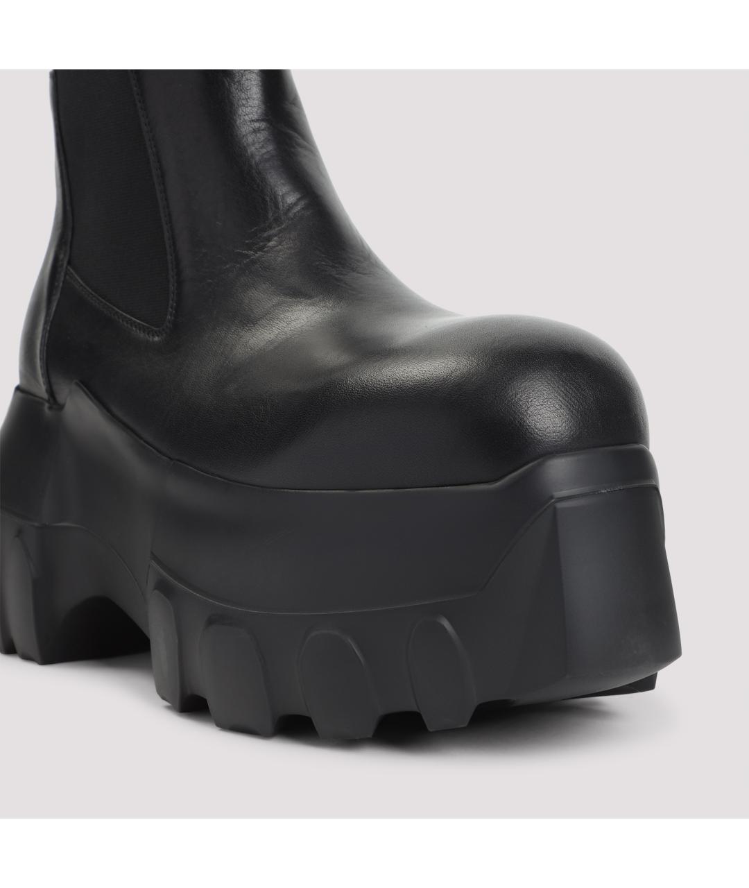 RICK OWENS Черные кожаные высокие ботинки, фото 6
