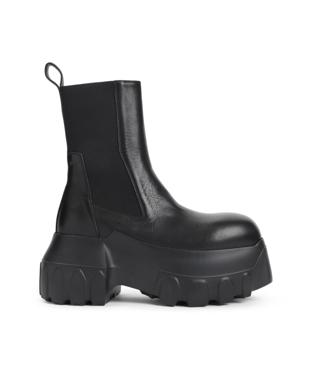 RICK OWENS Черные кожаные высокие ботинки, фото 1