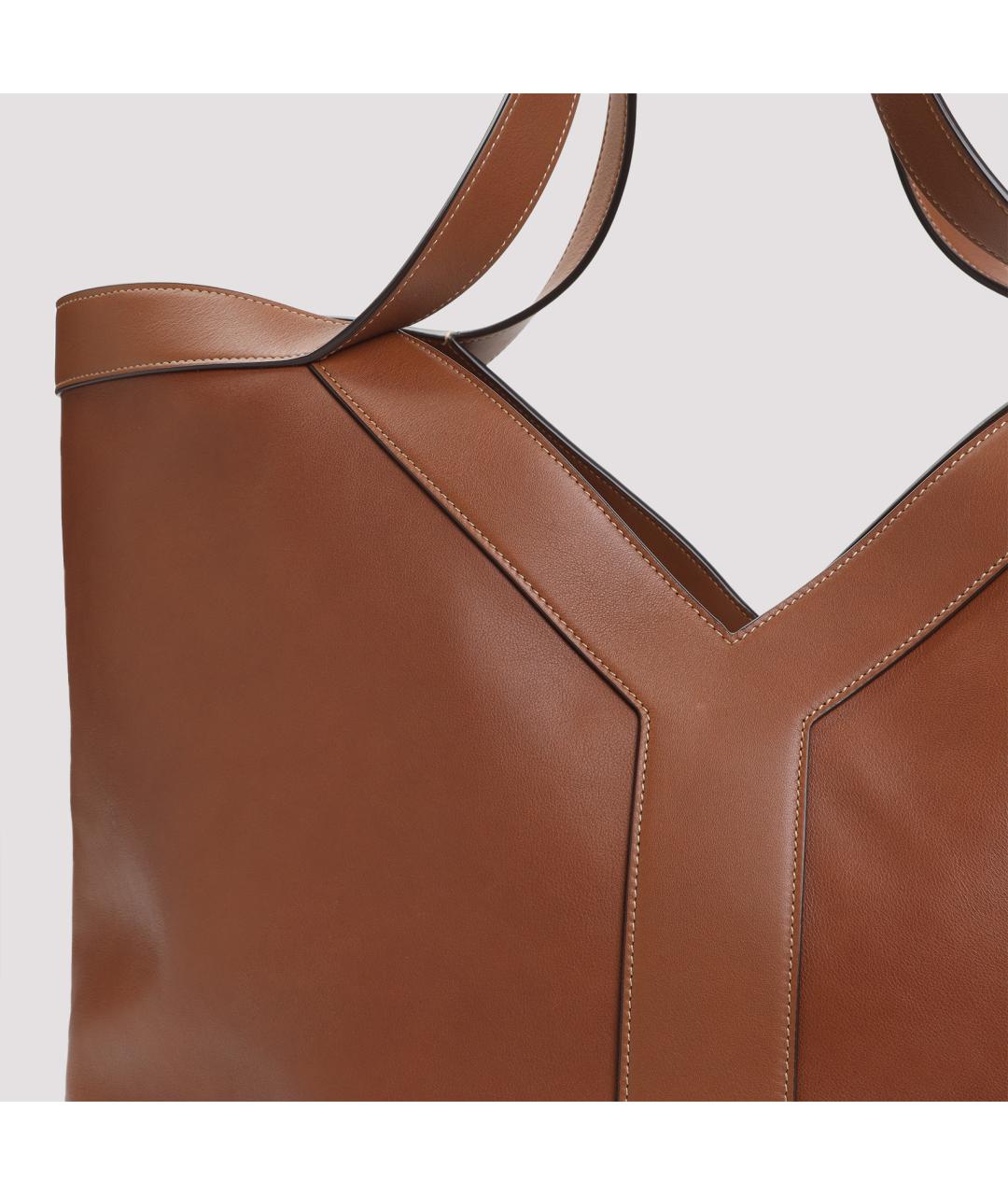 SAINT LAURENT Коричневая кожаная сумка тоут, фото 5