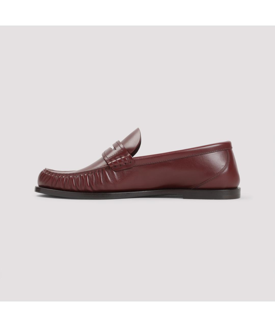 SAINT LAURENT Бордовые кожаные лоферы, фото 4