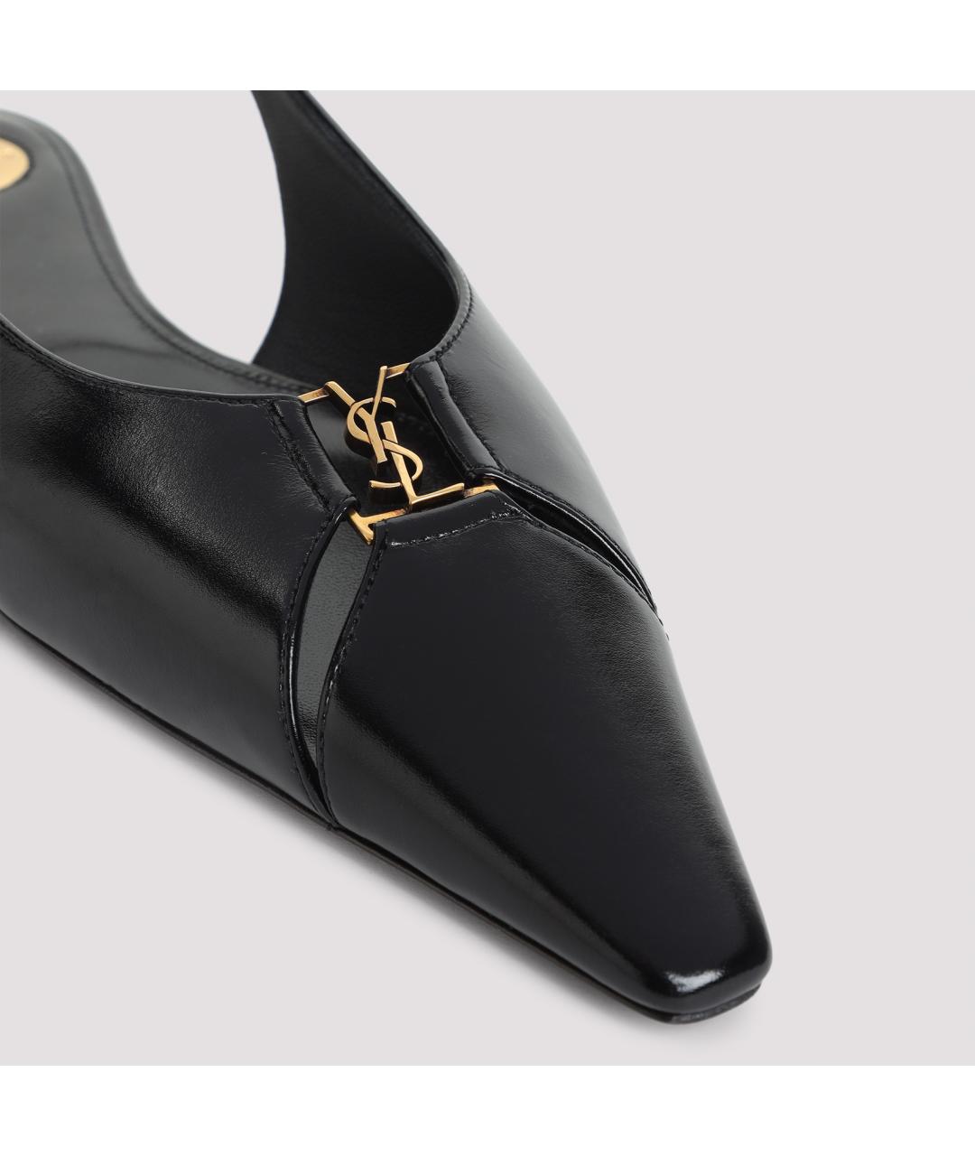 SAINT LAURENT Черные кожаные балетки, фото 6