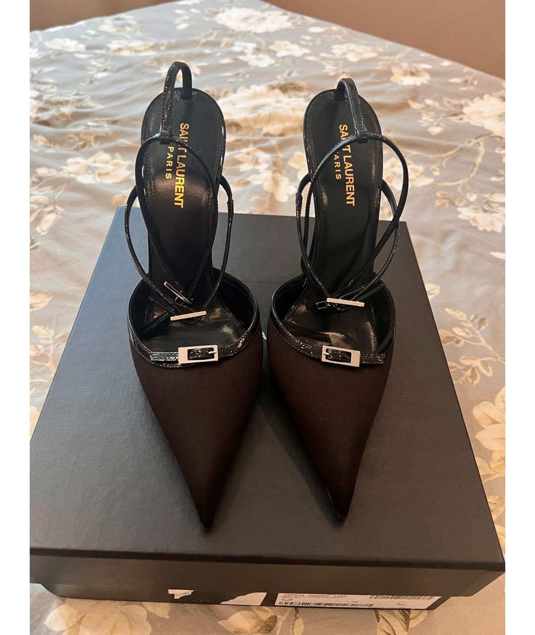 SAINT LAURENT Черные кожаные босоножки, фото 2