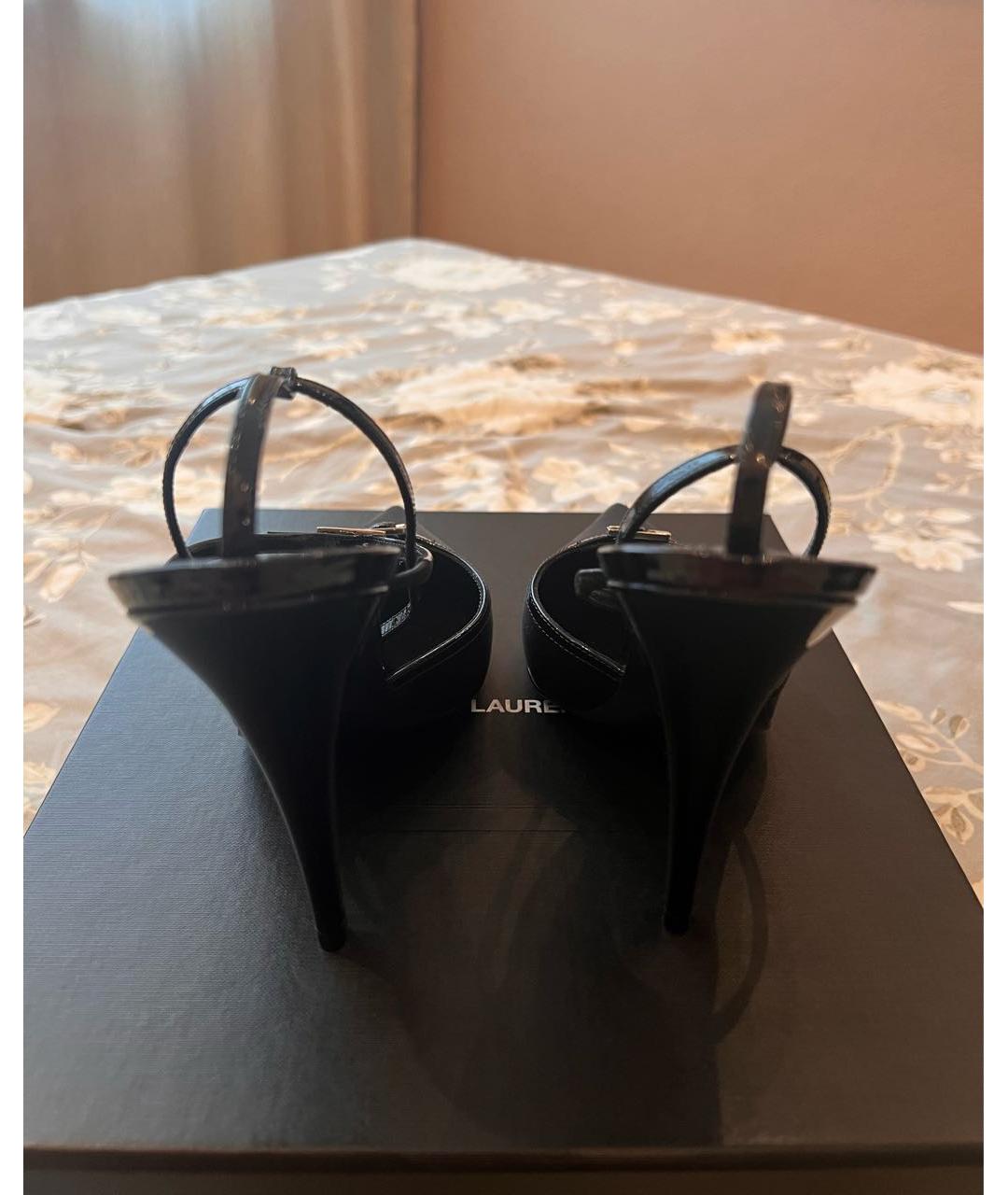 SAINT LAURENT Черные кожаные босоножки, фото 4