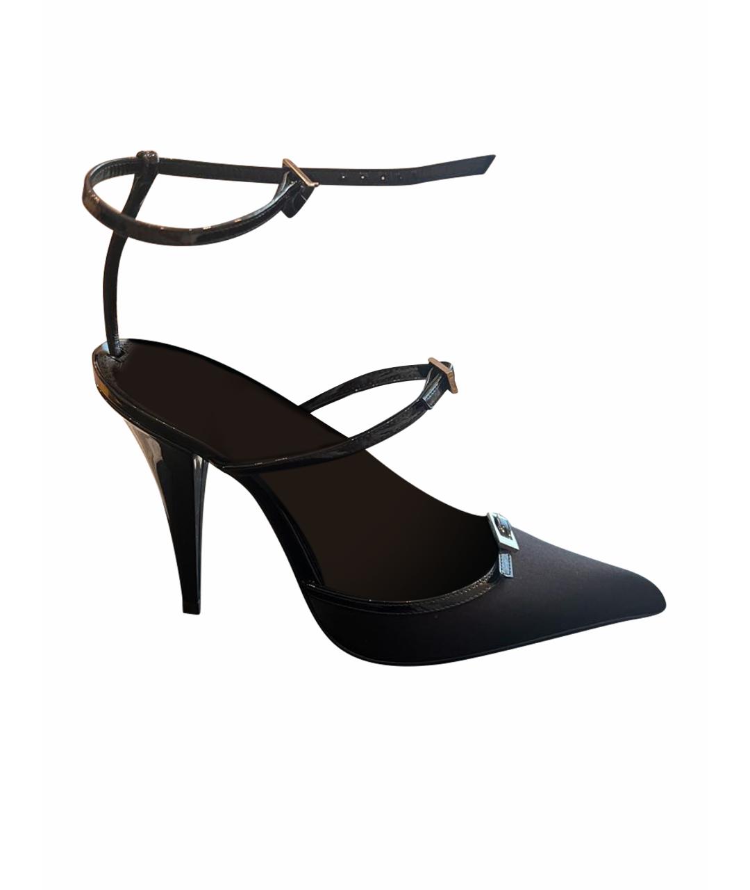 SAINT LAURENT Черные кожаные босоножки, фото 1
