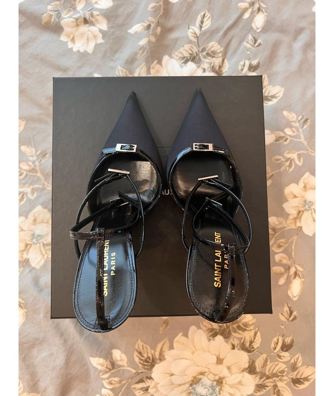 SAINT LAURENT Черные кожаные босоножки, фото 3